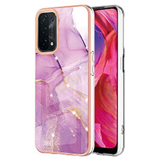 Oppo A74 5G用シリコンケース ソフトタッチラバー バタフライ パターン カバー Y05B Oppo ラベンダー