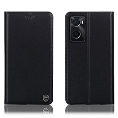 Oppo A76用手帳型 レザーケース スタンド カバー H21P Oppo ブラック