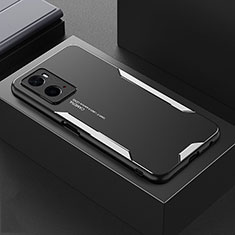 Oppo A76用ケース 高級感 手触り良い アルミメタル 製の金属製 兼シリコン カバー Oppo シルバー