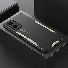 Oppo A76用ケース 高級感 手触り良い アルミメタル 製の金属製 兼シリコン カバー Oppo ゴールド