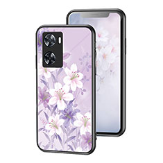 Oppo A77 4G用ハイブリットバンパーケース プラスチック 鏡面 花 カバー Oppo ラベンダー