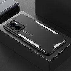 Oppo A77 4G用ケース 高級感 手触り良い アルミメタル 製の金属製 兼シリコン カバー Oppo シルバー