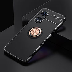 Oppo A78 4G用極薄ソフトケース シリコンケース 耐衝撃 全面保護 アンド指輪 マグネット式 バンパー SD2 Oppo ゴールド・ブラック