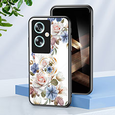 Oppo A79 5G用ハイブリットバンパーケース プラスチック 鏡面 花 カバー S01 Oppo ホワイト