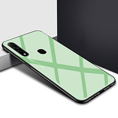 Oppo A8用ハイブリットバンパーケース プラスチック 鏡面 カバー Oppo シアン