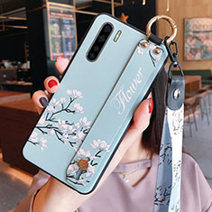 Oppo A91用シリコンケース ソフトタッチラバー 花 カバー Oppo ブルー