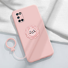 Oppo A92用極薄ソフトケース シリコンケース 耐衝撃 全面保護 アンド指輪 マグネット式 バンパー A03 Oppo ピンク