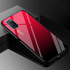 Oppo A92用ハイブリットバンパーケース プラスチック 鏡面 虹 グラデーション 勾配色 カバー Oppo レッド・ブラック