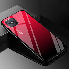 Oppo A92s 5G用ハイブリットバンパーケース プラスチック 鏡面 虹 グラデーション 勾配色 カバー Oppo レッド・ブラック