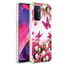 Oppo A93 5G用シリコンケース ソフトタッチラバー バタフライ パターン カバー Y04B Oppo レッド