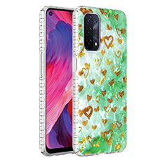 Oppo A93 5G用シリコンケース ソフトタッチラバー バタフライ パターン カバー Y04B Oppo ライトグリーン