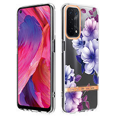 Oppo A93 5G用シリコンケース ソフトタッチラバー バタフライ パターン カバー Y06B Oppo パープル