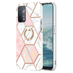 Oppo A93 5G用シリコンケース ソフトタッチラバー バタフライ パターン カバー アンド指輪 Y01B Oppo ピンク