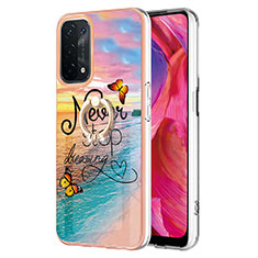 Oppo A93 5G用シリコンケース ソフトタッチラバー バタフライ パターン カバー アンド指輪 Y03B Oppo マルチカラー