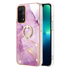 Oppo A93 5G用シリコンケース ソフトタッチラバー バタフライ パターン カバー アンド指輪 Y05B Oppo ラベンダー