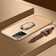 Oppo A93 5G用ケース 高級感 手触り良い メタル兼プラスチック バンパー アンド指輪 P03 Oppo ゴールド