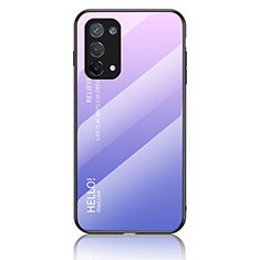 Oppo A93 5G用ハイブリットバンパーケース プラスチック 鏡面 虹 グラデーション 勾配色 カバー LS1 Oppo ラベンダー
