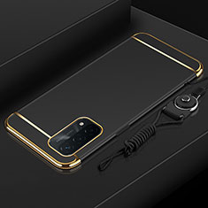 Oppo A93 5G用ケース 高級感 手触り良い メタル兼プラスチック バンパー P01 Oppo ブラック