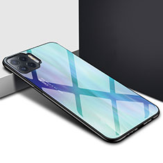 Oppo A93用ハイブリットバンパーケース プラスチック 鏡面 カバー Oppo シアン