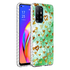 Oppo A94 4G用シリコンケース ソフトタッチラバー バタフライ パターン カバー Y04B Oppo ライトグリーン