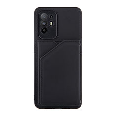 Oppo A94 5G用ケース 高級感 手触り良いレザー柄 Y01B Oppo ブラック