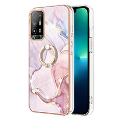 Oppo A95 5G用シリコンケース ソフトタッチラバー バタフライ パターン カバー アンド指輪 Y05B Oppo ピンク