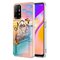 Oppo A95 5G用シリコンケース ソフトタッチラバー バタフライ パターン カバー アンド指輪 Y03B Oppo マルチカラー