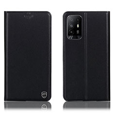 Oppo A95 5G用手帳型 レザーケース スタンド カバー H21P Oppo ブラック