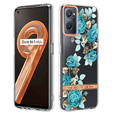 Oppo A96 4G用シリコンケース ソフトタッチラバー バタフライ パターン カバー Y06B Oppo シアン