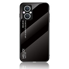Oppo A96 5G用ハイブリットバンパーケース プラスチック 鏡面 虹 グラデーション 勾配色 カバー LS1 Oppo ブラック
