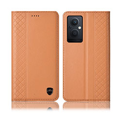 Oppo A96 5G用手帳型 レザーケース スタンド カバー H07P Oppo オレンジ