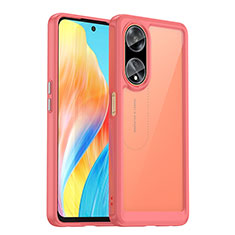 Oppo A98 5G用ハイブリットバンパーケース クリア透明 プラスチック カバー J01S Oppo レッド