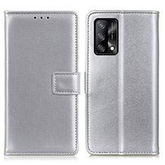 Oppo F19用手帳型 レザーケース スタンド カバー A08D Oppo シルバー