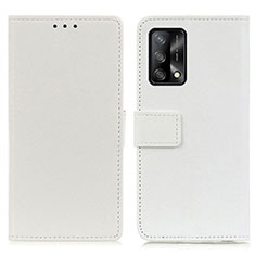 Oppo F19用手帳型 レザーケース スタンド カバー M08L Oppo ホワイト