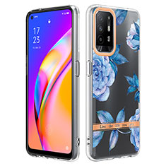 Oppo F19 Pro+ Plus 5G用シリコンケース ソフトタッチラバー バタフライ パターン カバー Y06B Oppo ネイビー