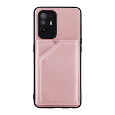 Oppo F19 Pro+ Plus 5G用ケース 高級感 手触り良いレザー柄 Y01B Oppo ローズゴールド