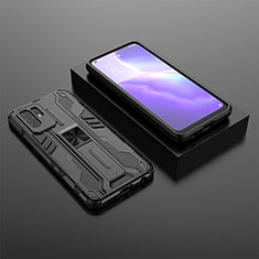 Oppo F19 Pro+ Plus 5G用ハイブリットバンパーケース スタンド プラスチック 兼シリコーン カバー マグネット式 T02 Oppo ブラック