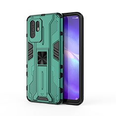 Oppo F19 Pro+ Plus 5G用ハイブリットバンパーケース スタンド プラスチック 兼シリコーン カバー マグネット式 Oppo グリーン