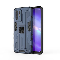 Oppo F19 Pro+ Plus 5G用ハイブリットバンパーケース スタンド プラスチック 兼シリコーン カバー マグネット式 Oppo ネイビー