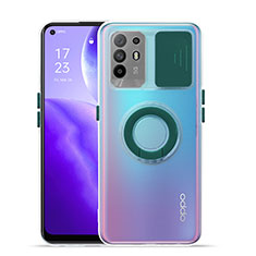 Oppo F19 Pro+ Plus 5G用極薄ソフトケース シリコンケース 耐衝撃 全面保護 クリア透明 スタンド Oppo グリーン