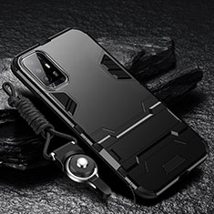 Oppo F19 Pro+ Plus 5G用ハイブリットバンパーケース スタンド プラスチック 兼シリコーン カバー R01 Oppo ブラック