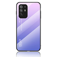 Oppo F19 Pro+ Plus 5G用ハイブリットバンパーケース プラスチック 鏡面 虹 グラデーション 勾配色 カバー LS1 Oppo ラベンダー