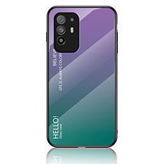 Oppo F19 Pro+ Plus 5G用ハイブリットバンパーケース プラスチック 鏡面 虹 グラデーション 勾配色 カバー LS1 Oppo マルチカラー