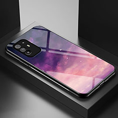 Oppo F19 Pro+ Plus 5G用ハイブリットバンパーケース プラスチック パターン 鏡面 カバー LS1 Oppo パープル