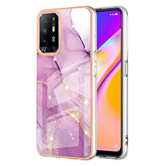 Oppo F19 Pro+ Plus 5G用シリコンケース ソフトタッチラバー バタフライ パターン カバー Y05B Oppo ラベンダー