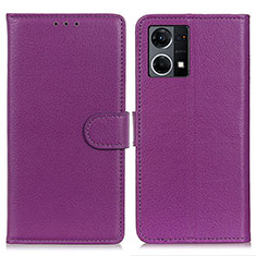 Oppo F21 Pro 4G用手帳型 レザーケース スタンド カバー A03D Oppo パープル