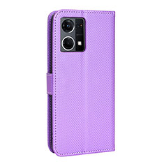 Oppo F21 Pro 4G用手帳型 レザーケース スタンド カバー BY1 Oppo パープル