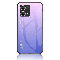 Oppo F21 Pro 4G用ハイブリットバンパーケース プラスチック 鏡面 虹 グラデーション 勾配色 カバー LS1 Oppo ラベンダー
