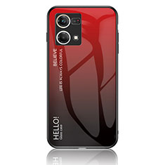 Oppo F21 Pro 4G用ハイブリットバンパーケース プラスチック 鏡面 虹 グラデーション 勾配色 カバー LS1 Oppo レッド