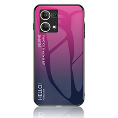Oppo F21 Pro 4G用ハイブリットバンパーケース プラスチック 鏡面 虹 グラデーション 勾配色 カバー LS1 Oppo ローズレッド